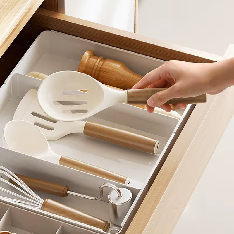Expandable Drawer Organizer Versatile Adjustable Organizer Cutlery Tray for Kitchen Drawer Spoons Forks Knives Cutlery Holder