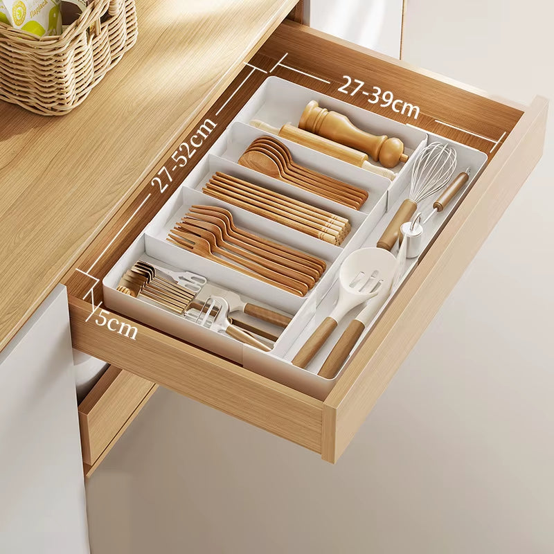 Expandable Drawer Organizer Versatile Adjustable Organizer Cutlery Tray for Kitchen Drawer Spoons Forks Knives Cutlery Holder