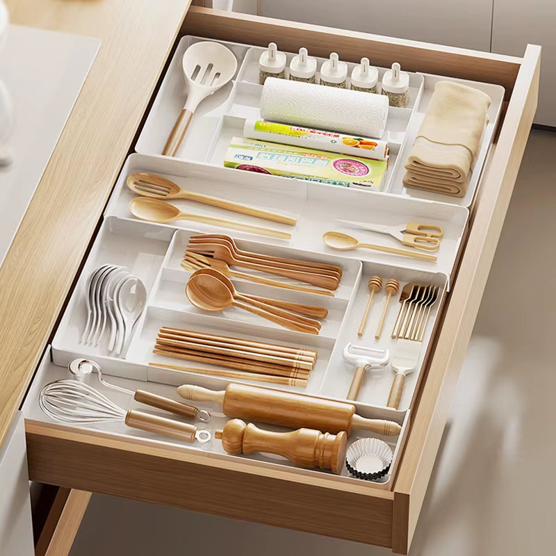Expandable Drawer Organizer Versatile Adjustable Organizer Cutlery Tray for Kitchen Drawer Spoons Forks Knives Cutlery Holder